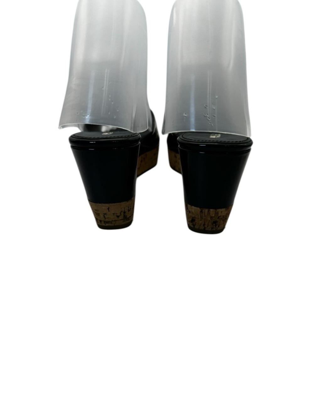 Prada Cork Wedge Slide Sandals Black Patent Leather Platform Mule EU 35.5 US 5.5 - Picture 4 of 7